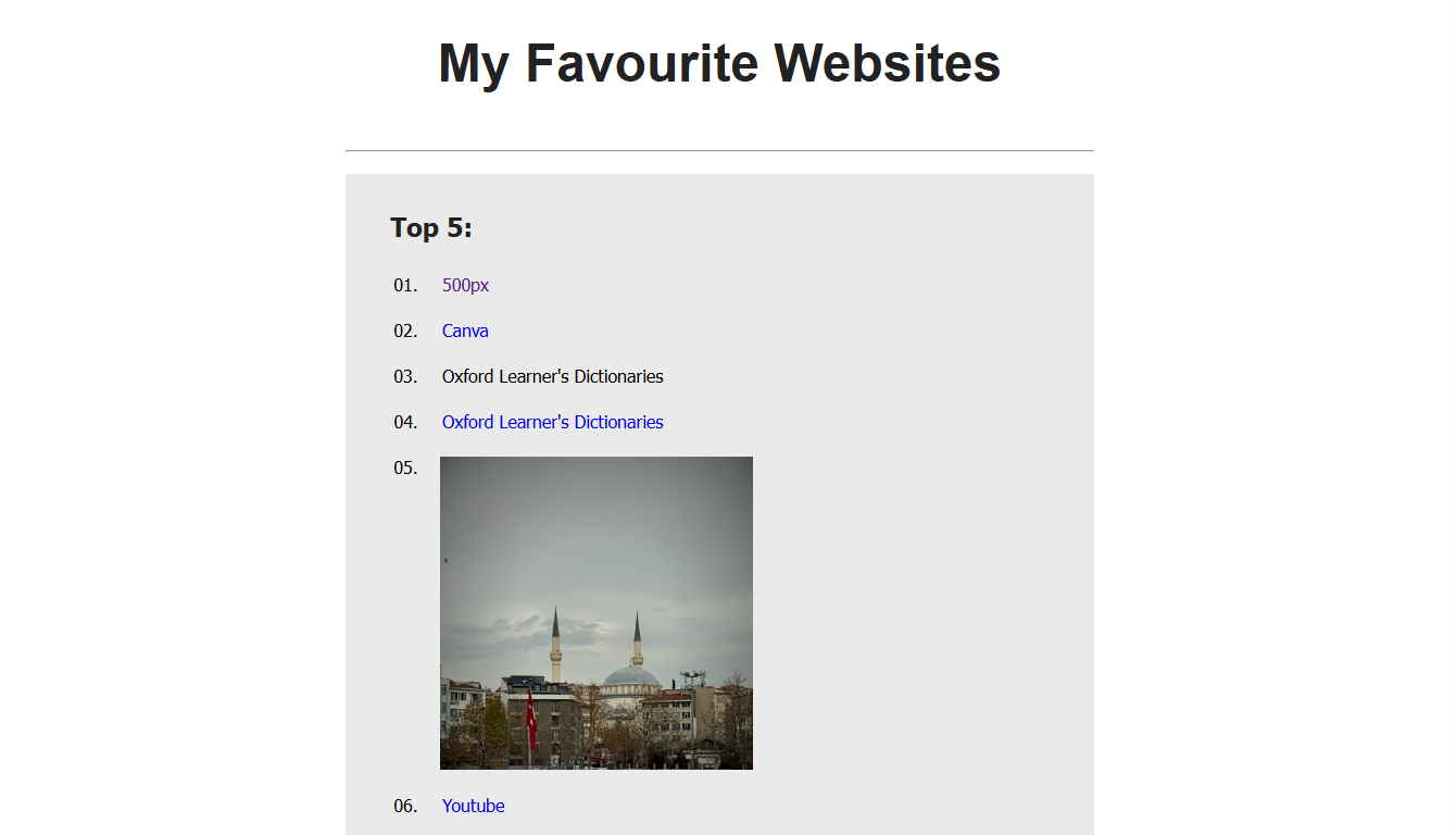 screenshot of My Favourite Websites